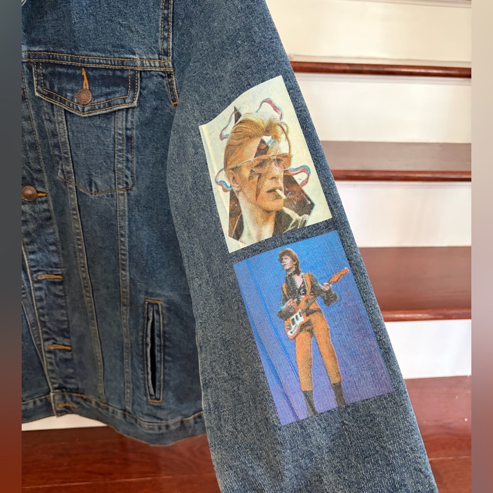 David Bowie handmade / upcycled Denim Jacket - Picture 4 of 14